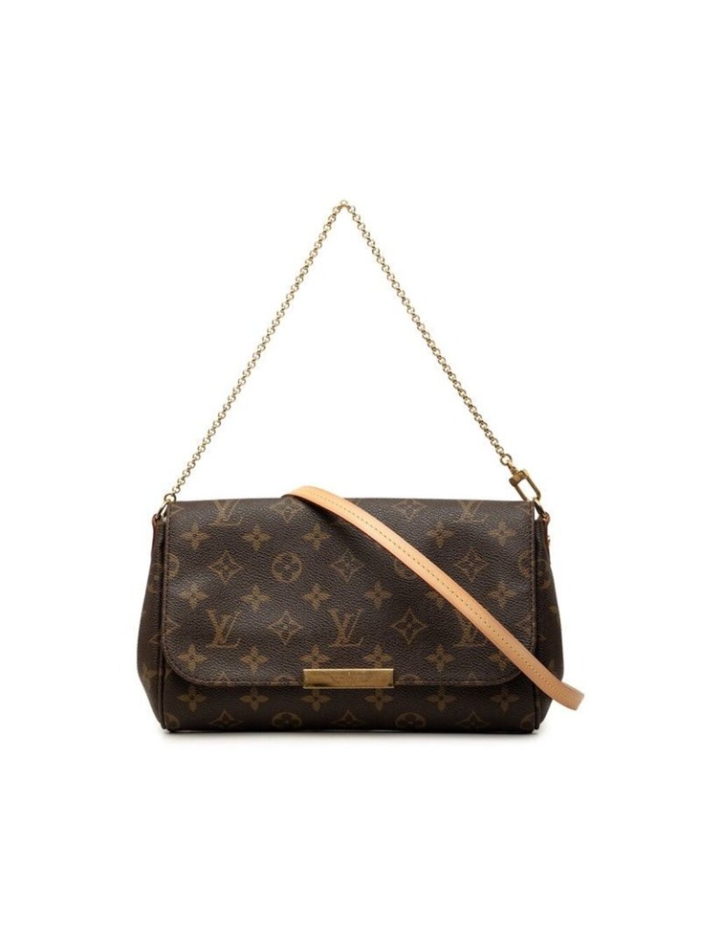Louis Vuitton Monogram Favorite MM 2-Way Shoulder Bag Brown Leather